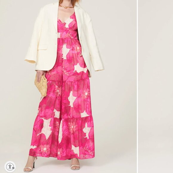 Size 2 - Slate & Willow - Pink Floral Jumpsuit Rent the Runway RTR $260 msrp - Picture 7 of 14